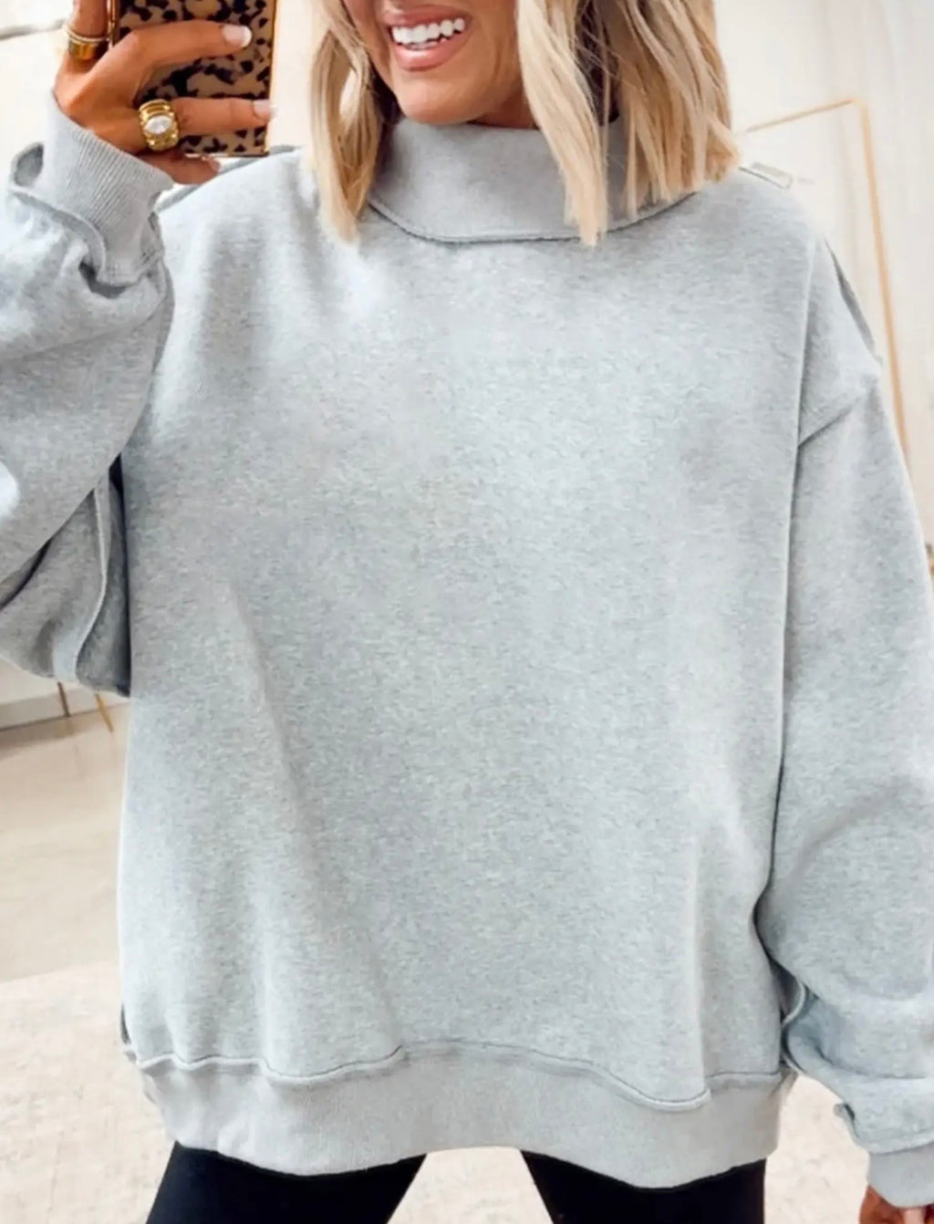 Grey mock neck