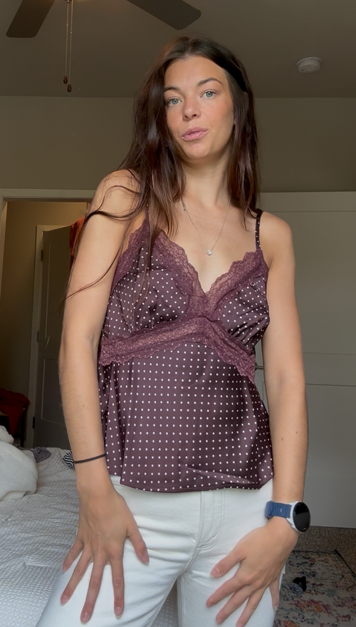 Brown polka dot tank