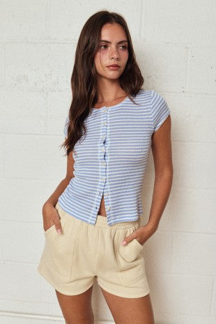 Striped blue button down