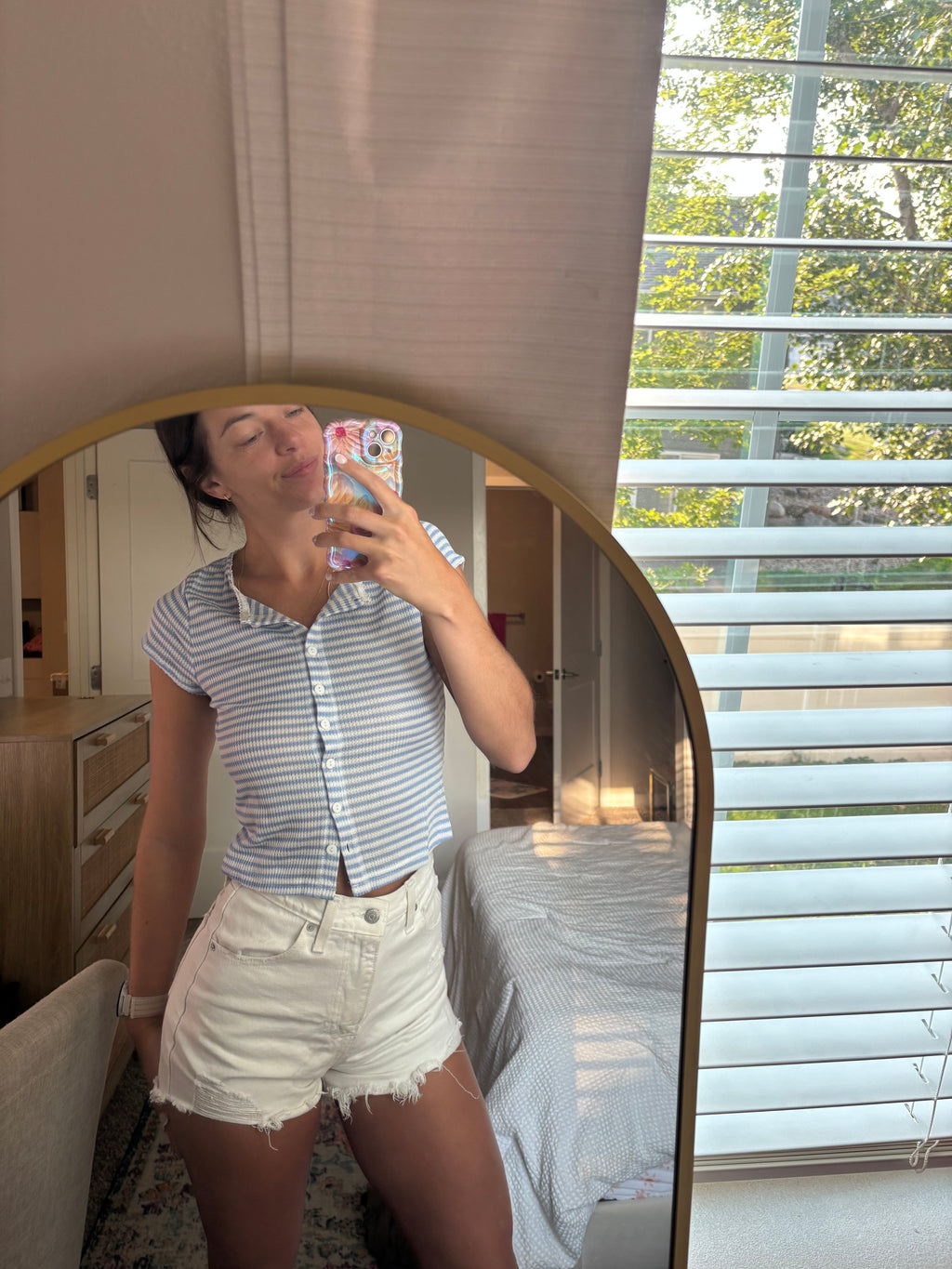 Striped blue button down