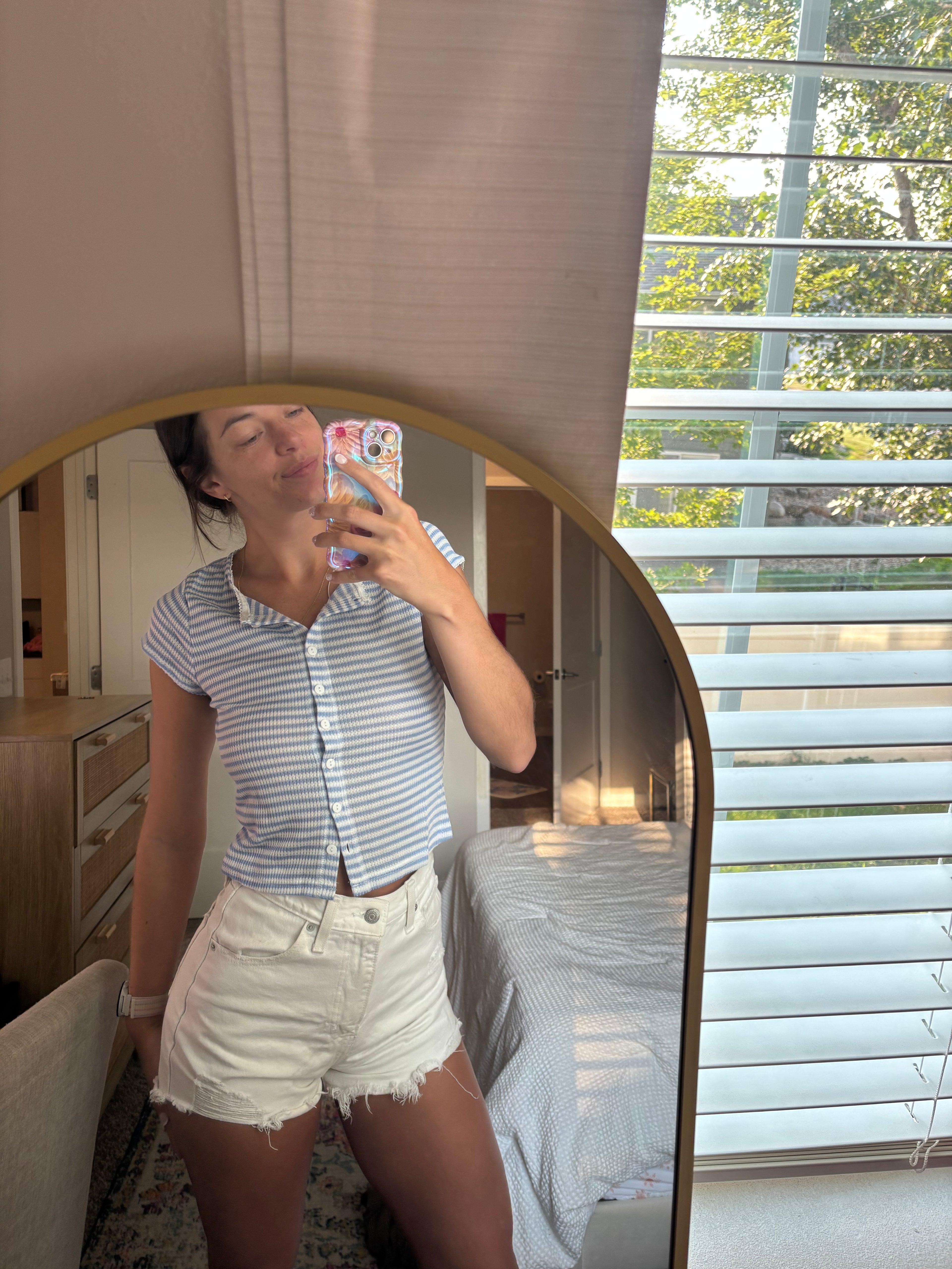Striped blue button down