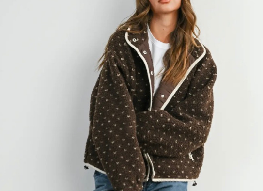 Cocoa button up Sherpa