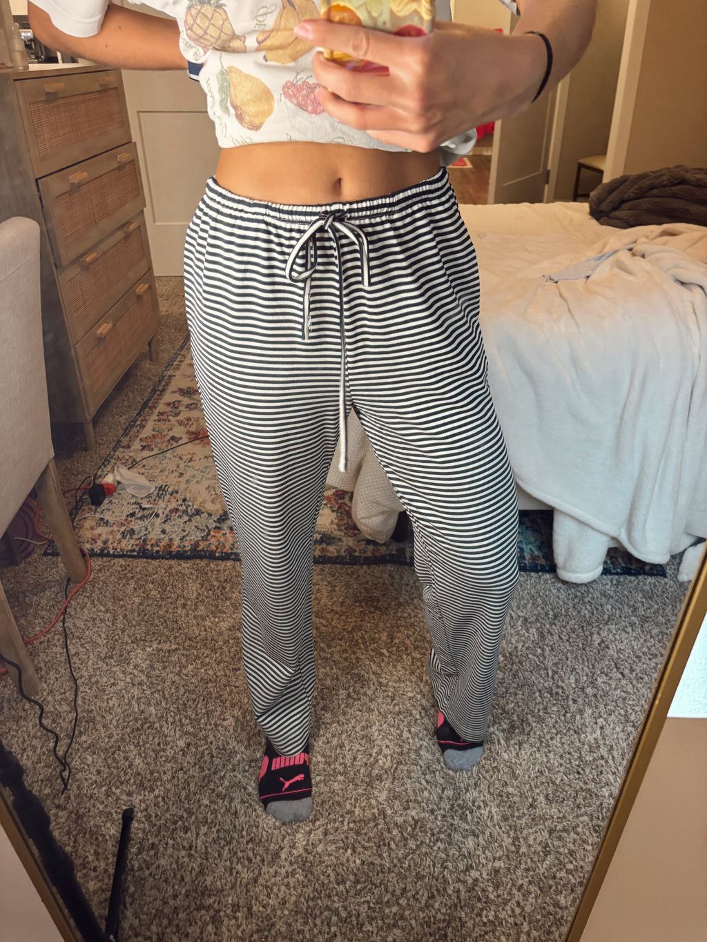 Navy striped pants